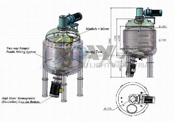 Industrial Stainless Steel Vacuum Emulsification Mixing Tank