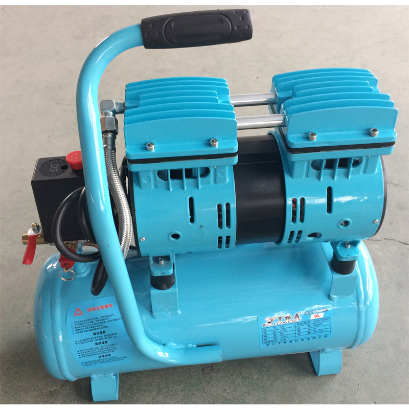 9L Double Cylinder Oilless Silent Oil Free Screw Rotary Industrial Air Compressor Pump