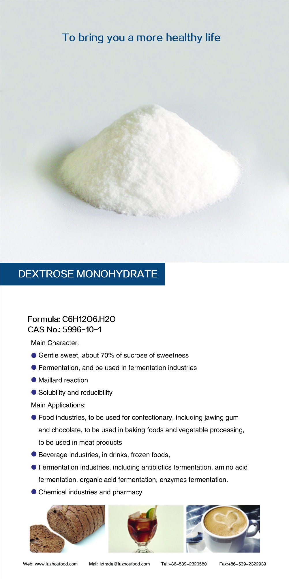 Glucose Monohydrate Powder Dextrose Food Grade