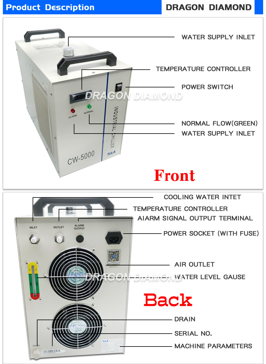 wholesale price CW5000 water industrial chiller for CO2 Laser Engraving Cutting Machine