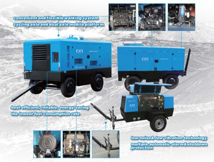 Portable Diesel Engine High Pressure Air Compressor for Mining Made in China